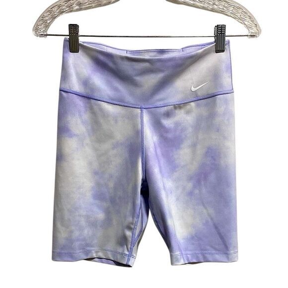 Nike Dri-FIT Cloud‎ Tie-Dye Biker Shorts Lavender White | Size Small - Picture 1 of 11